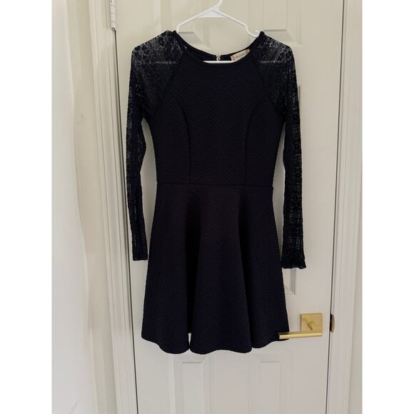 Altar'd State Navy Blue Lace Long Sleeve Fit & Flare Mini Dress Women's Small - Picture 2 of 14